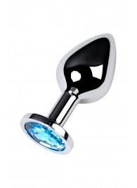 Серебристая конусовидная анальная пробка с голубым кристаллом - 8 см. - ToyFa - купить с доставкой в Казани