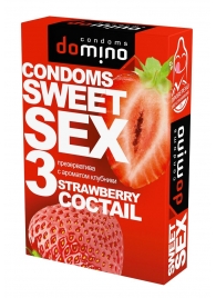 Презервативы для орального секса DOMINO Sweet Sex с ароматом клубничного коктейля  - 3 шт. - Domino - купить с доставкой в Казани