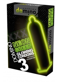 Презервативы DOMINO Neon Green со светящимся в темноте кончиком - 3 шт. - Domino - купить с доставкой в Казани