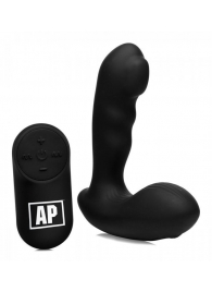 Черный стимулятор простаты Alpha-Pro 7X P-Milker Silicone Prostate Stimulator with Milking Bead - XR Brands - в Казани купить с доставкой