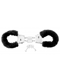 Меховые чёрные наручники Beginner s Furry Cuffs - Pipedream - купить с доставкой в Казани