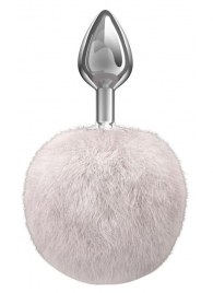 Серебристая анальная пробка с белым пушистым хвостиком Twinkle - Lola Games - купить с доставкой в Казани