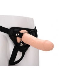 Черные трусики с телесной насадкой STRAP ON REAL DILDO - 21 см. - Dream Toys - купить с доставкой в Казани