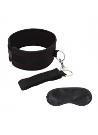 Черный ошейник с длинным поводком Collar and Leash Set - Lux Fetish - купить с доставкой в Казани