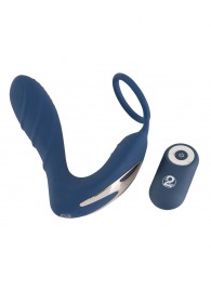 Синий вибростимулятор простаты с кольцом - 14,5 см. - Orion - в Казани купить с доставкой