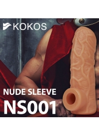 Телесная открытая насадка-реалистик с подхватом мошонки Nude Sleeve M - 12 см. - KOKOS - в Казани купить с доставкой