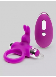 Лиловое виброкольцо с пультом ДУ Remote Control Cock Ring - Happy Rabbit - в Казани купить с доставкой