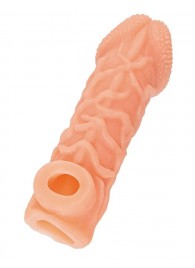 Телесная закрытая насадка с венками Cock Sleeve Size S - 13,8 см. - KOKOS - в Казани купить с доставкой