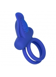 Синее перезаряжаемое эрекционное кольцо Silicone Rechargeable Dual Pleaser Enhancer - California Exotic Novelties - в Казани купить с доставкой