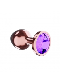 Пробка цвета розового золота с фиолетовым кристаллом Diamond Amethyst Shine S - 7,2 см. - Lola Games - купить с доставкой в Казани