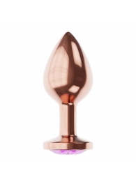 Пробка цвета розового золота с фиолетовым кристаллом Diamond Amethyst Shine S - 7,2 см. - Lola Games - купить с доставкой в Казани