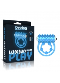 Голубое, светящееся в темноте виброкольцо Lumino Play Vibrating Penis Ring - Lovetoy - в Казани купить с доставкой