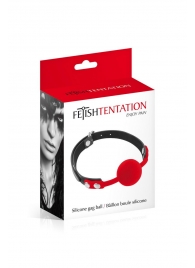 Красный кляп-шарик на черных ремешках - Fetish Tentation - купить с доставкой в Казани