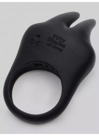 Черное эрекционное виброкольцо Sensation Rechargeable Vibrating Rabbit Love Ring - Fifty Shades of Grey - в Казани купить с доставкой