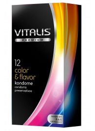 Цветные ароматизированные презервативы VITALIS PREMIUM color   flavor - 12 шт. - Vitalis - купить с доставкой в Казани
