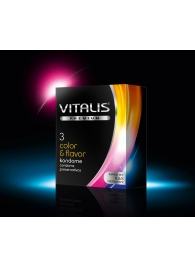 Цветные ароматизированные презервативы VITALIS PREMIUM color   flavor - 3 шт. - Vitalis - купить с доставкой в Казани