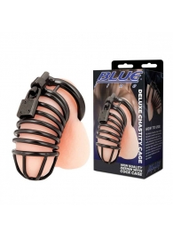 Черная металлическая клетка с замком Deluxe Chastity Cage - BlueLine - купить с доставкой в Казани