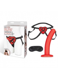 Красный поясной фаллоимитатор Red Heart Strap on Harness   5in Dildo Set - 12,25 см. - Lux Fetish - купить с доставкой в Казани