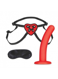 Красный поясной фаллоимитатор Red Heart Strap on Harness   5in Dildo Set - 12,25 см. - Lux Fetish - купить с доставкой в Казани