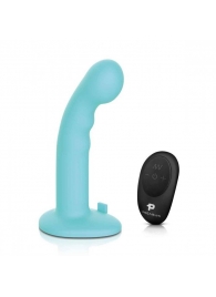 Голубая изогнутая насадка 6in Remote Control Ripple P-Spot G-Spot на черных трусиках - 16 см. - Pegasus - купить с доставкой в Казани