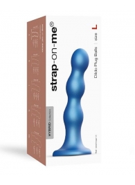 Голубая насадка Strap-On-Me Dildo Plug Balls size L - Strap-on-me - купить с доставкой в Казани