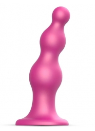 Розовая насадка Strap-On-Me Dildo Plug Beads size S - Strap-on-me - купить с доставкой в Казани