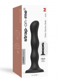 Черная насадка Strap-On-Me Dildo Geisha Balls size M - Strap-on-me - купить с доставкой в Казани