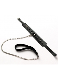 Черный ошейник с шипами и поводком - Crazy Handmade - купить с доставкой в Казани