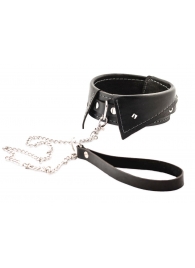 Черный ошейник-воротничок с металлическим поводком - Crazy Handmade - купить с доставкой в Казани