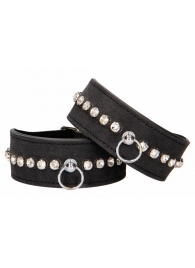 Черные наручники Diamond Studded Wrist Cuffs - Shots Media BV - купить с доставкой в Казани