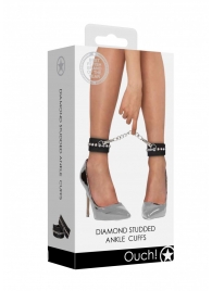 Черные поножи Diamond Studded Ankle Cuffs - Shots Media BV - купить с доставкой в Казани