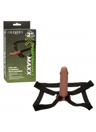 Коричневый фаллопротез Life-Like Extension with Harness - 17,75 см. - California Exotic Novelties - купить с доставкой в Казани