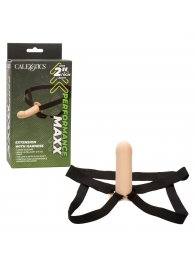 Телесный фаллопротез из силикона Extension with Harness - 15,75 см. - California Exotic Novelties - купить с доставкой в Казани