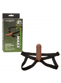 Коричневый фаллопротез из силикона Extension with Harness - 15,75 см. - California Exotic Novelties - купить с доставкой в Казани