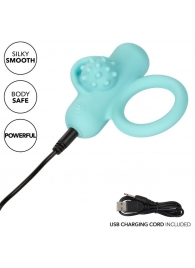 Аквамариновое эрекционное виброкольцо Silicone Rechargeable Nubby Lover’s Delight - California Exotic Novelties - в Казани купить с доставкой