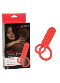 Красное эрекционное кольцо Silicone Rechargeable Vertical Dual Enhancer - California Exotic Novelties - в Казани купить с доставкой