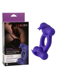 Фиолетовое эрекционное виброкольцо с двумя моторами Silicone Rechargeable Triple Orgasm Enhancer - California Exotic Novelties - в Казани купить с доставкой