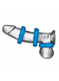 Комплект из трех голубых эрекционных колец 3-Pack Ribbed Rider Cock Ring Set - BlueLine - в Казани купить с доставкой