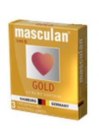 Презервативы Masculan Ultra Gold с золотым напылением и ароматом ванили - 3 шт. - Masculan - купить с доставкой в Казани