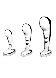 Набор из 3 стальных стимуляторов простаты Stainless Steel P-spot Training Set - b-Vibe - в Казани купить с доставкой