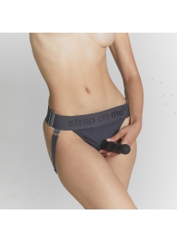 Серые трусики для фиксации насадок Strap-on-me Harness Lingerie Unique - Strap-on-me - купить с доставкой в Казани