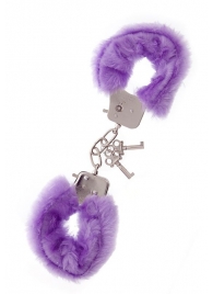 Фиолетовые меховые наручники METAL HANDCUFF WITH PLUSH LAVENDER - Dream Toys - купить с доставкой в Казани