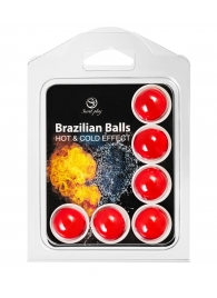 Набор из 6 шариков с массажным маслом Brazilian Balls с охлаждающим и разогревающим эффектом - Secret Play - купить с доставкой в Казани