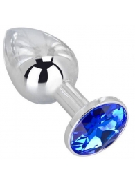 Анальное украшение BUTT PLUG  Small с синим кристаллом - 7 см. - Anal Jewelry Plug - купить с доставкой в Казани