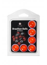 Набор из 6 шариков с массажным маслом Brazilian Balls с ароматом ягод - Secret Play - купить с доставкой в Казани