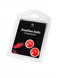 Набор из 2 шариков с массажным маслом Brazilian Balls с ароматом клубники - Secret Play - купить с доставкой в Казани