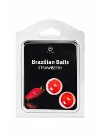 Набор из 2 шариков с массажным маслом Brazilian Balls с ароматом клубники - Secret Play - купить с доставкой в Казани