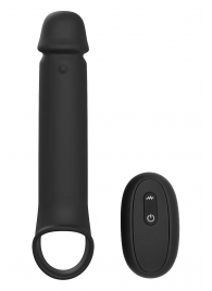 Черная насадка-удлинитель с вибрацией Vibrating Extender With Remote - Dream Toys - в Казани купить с доставкой