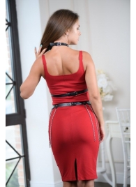 Черно-серебристая портупея-юбка plus size с цепочками - БДСМ Арсенал - купить с доставкой в Казани