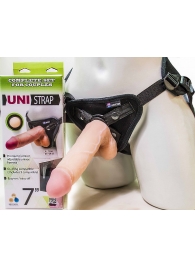 Страпон-унисекс с двумя насадками UNI strap 7  Harness - 19 и 16 см. - LOVETOY (А-Полимер) - купить с доставкой в Казани